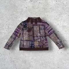 レトロ調 I LOVE CHECKS チェック柄ブルゾン ユニセックス M相当