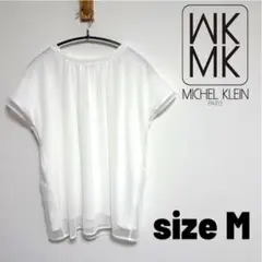 【MICHEL KLEIN】シャツ　ブラウス　半袖　レース　ホワイト　レーヨン