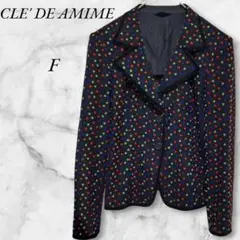 CLE' DEAMITIE　ジャケット　カラフルドット　シースルー　F　ブラック