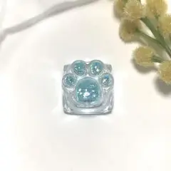 【水色ホログラム×クリア】肉球キーキャップ ハンドメイド ‪