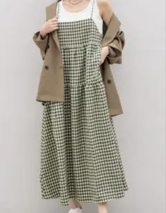 【美品】ローリーズファーム　チェックティアードポコキャミワンピース