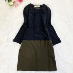シルク混♡ MARNI ドッキングワンピース フリルブラウス カーキ ブラック