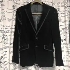 TAKEO KIKUCHI ブラックベルベット　ベロア風ジャケット　オシャレ