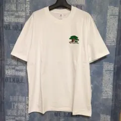 オーバーサイズ ワンポイントサガラ刺繍クルーネック半袖TシャツXL 白