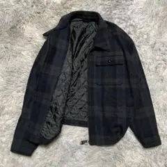 【ミズノ】ウール混チェック ジップブルゾン（L）裏キルティング 暖か JC600