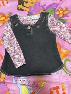 H &M 110サイズ　3T 4T 長袖　ベスト　セット売り　保育園着　花柄刺繍
