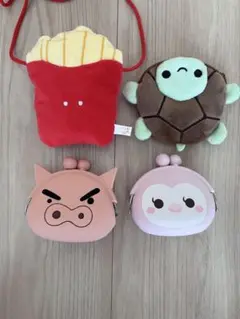 キャラクターぬいぐるみポーチ、コインケースセット