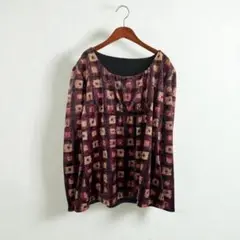 【M】カットソー トップス　マルチカラー 古着系 レトロ カジュアル d163