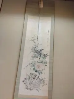 真作/明治の女流南画家/奥原晴湖/花に香画賛/布袋屋掛軸HG-644 真作/明治の女流南画家/奥原晴湖/花に香画賛/布袋屋掛軸HG-644