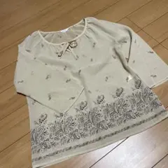 COMME CA ISM 花柄刺繍 五分袖チュニック