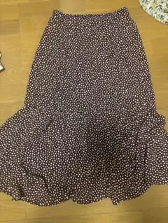 ブラウン 水玉 フレアスカート Mサイズ