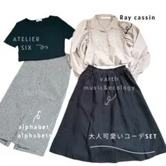 フレアスカート　ブラウス　タイトスカート　Tシャツ　大人可愛い　コーデセット