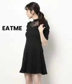 EATME メッシュコンビリブワンピース ブラック イートミー