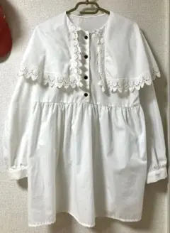 kutir クティール　長袖レースチュニック　ブラウス　白