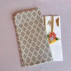 ハンドメイド　袱紗　ご祝儀袋入れ　モロッカン　ライトベージュ