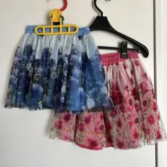 KP ニットプランナー フラワー転写プリントスカート120 130 2枚売り