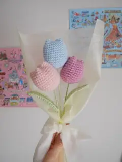 枯れない花束 あみぐるみ プレゼント 誕生日 かぎ編み 毛糸の花