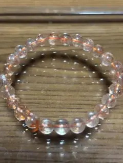 高品質天然石サンストーンブレスレット 透明オレンジ