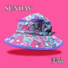 【美品】インポート サーフハット SUNDAY 紫 L 53〜56 花柄