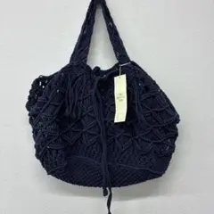 新品　ne Quittez pas インド製　コットン　サマーバッグ　ネイビー