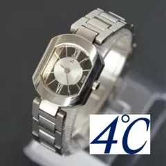 【稼働品】4℃ レディース腕時計 黒文字盤 電池交換済