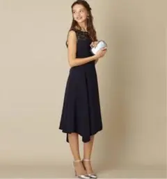 AIMER リーフレース フレアドレス ネイビー 値下げしました!