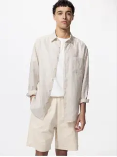 【UNIQLO】プレミアム リネンシャツ M/ベージュ
