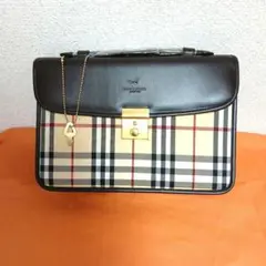 【未使用】チェック柄　ハンドバック　セカンドバック　鍵付き　男女兼用