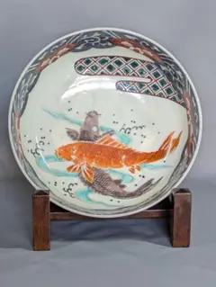 古伊万里 色絵大鉢 深鉢 鯉唐草文 冨貴長春 骨董アンティーク