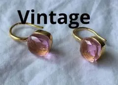 ビンテージ　ピンク　ゴールド　ピアス　キャンディピアス