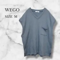 ウィゴー ベスト ユニセックス Vネック パッチポケット カジュアル ブルー M