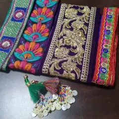 インド刺繍リボン　ラトカン2個　セット　約3.8m