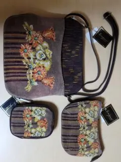 アーンジョー 花柄デザインのショルダーバッグ3点セット