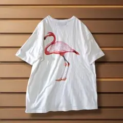 7【ユナイテッドアローズ】刺繍 フラミンゴ Animal 半袖 Tシャツ M