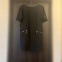 ZARA BASIC ブラック 半袖 ひざ丈ワンピース