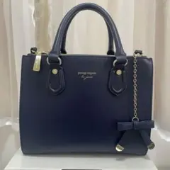 passage mignon ネイビー 2way バッグ リボン