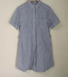 ◯TAYLOR STITCH 青と白のストライプ 半袖シャツワンピース