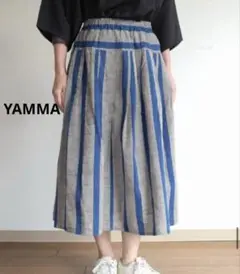 美品☆ヤンマ産業 yamma☆リネンギャザースカート +20cm丈 なし色 YAMMA(ヤンマ産業)：リネンのギャザースカート: うつわsousou