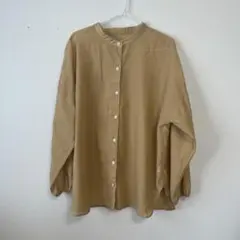 ベージュ 長袖シャツ ボタン付き Samansa Mos2 blue