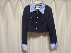 chic and thingsネイビーバイカラーツイードジャケット