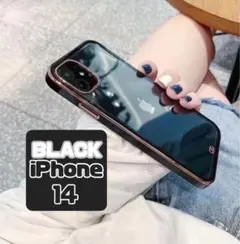 iPhoneケース 金枠 メッキ スマホケース iPhone14 ブラック