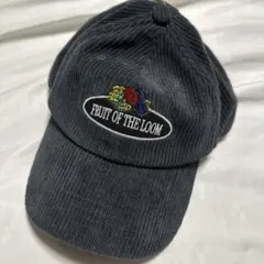 新品 刺繍ロゴ　フルーツオブルーム キャップ CAP コーデュロイ　ブラック