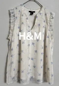 H&M フリル付きノースリーブシャツ
