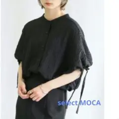 select MOCA　ドロストスリーブジャガードブラウス　ブラック　F