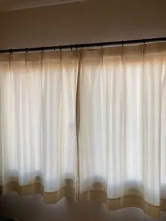 ホワイト ストライプ ドレープカーテン③ 約106cm✖️約129cm