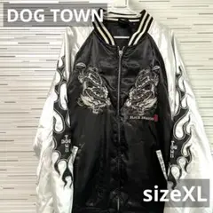 ドッグタウン　中綿スカジャン　X-Large　美品 DOG TOWN ドッグタウン 中綿入りスカジャン ブラックXゴールド