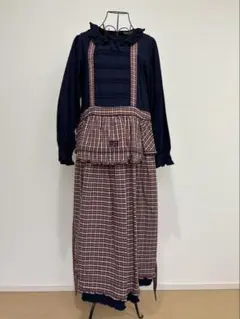 ピンクハウス　オリジナルクラシカルチェック×無地ブロードワンピース