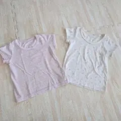 アンダーシャツ 2枚セット（ストライプ・リボン柄）半袖シャツ サイズ90