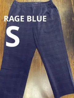 RAGEBLUE ネイビー チェック柄 クロップドパンツ　S
