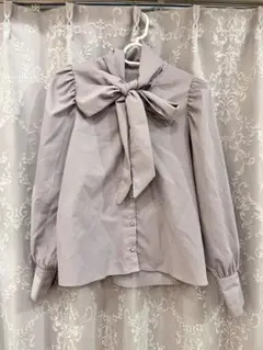 GRL ロングカフスリボンタイブラウス